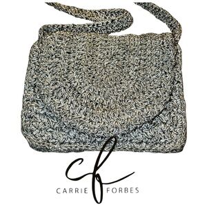 Carrie Forbes Vintage Crochet Satchel Handbag w/ Strap. Silver